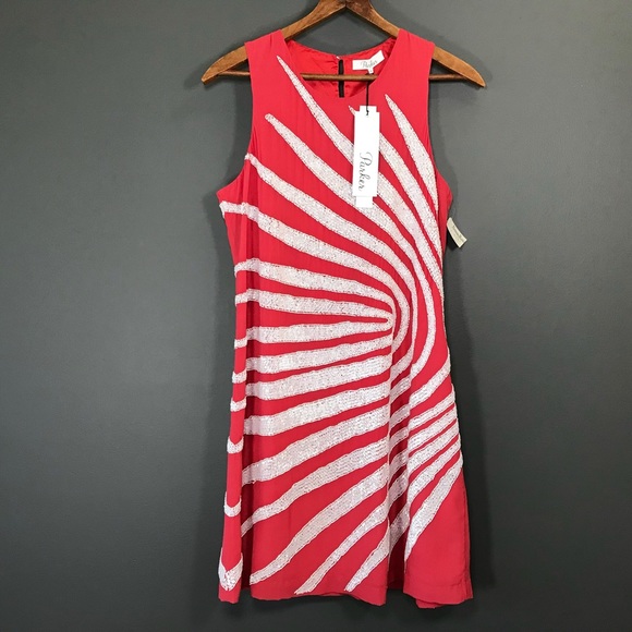 Parker Dresses & Skirts - Parker Fandango Beaded Red Holiday Dress Size M